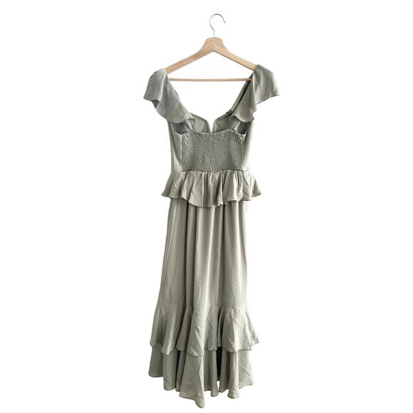 Show Me Your Mumu Reese Ruffle Dress Moss Green Crisp XS - Picture 8 of 9